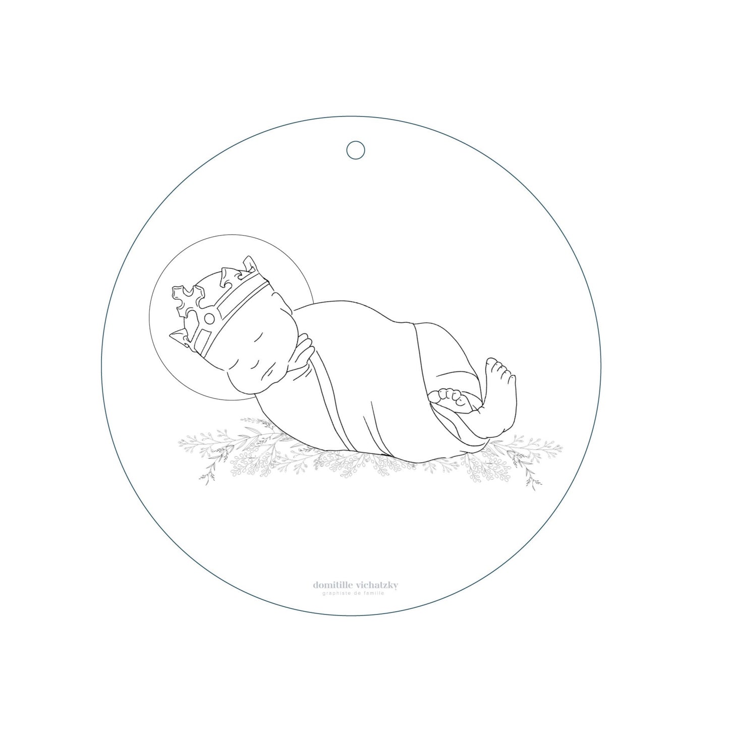 Coloriage Boule de Noël - Jésus Enfant Roi