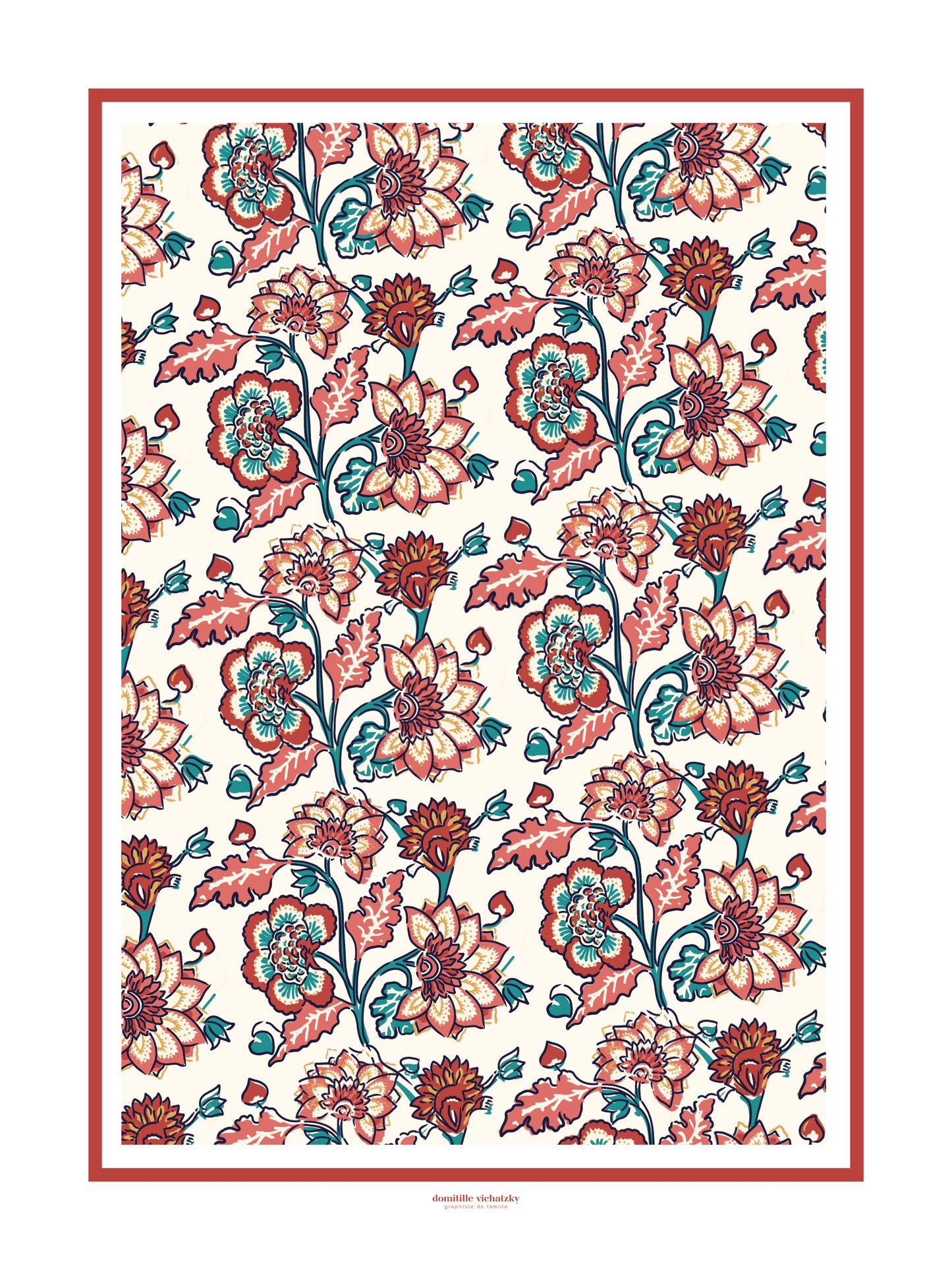 Affiche Aniya Carmin - motifs indiens – Inspiration blockprint