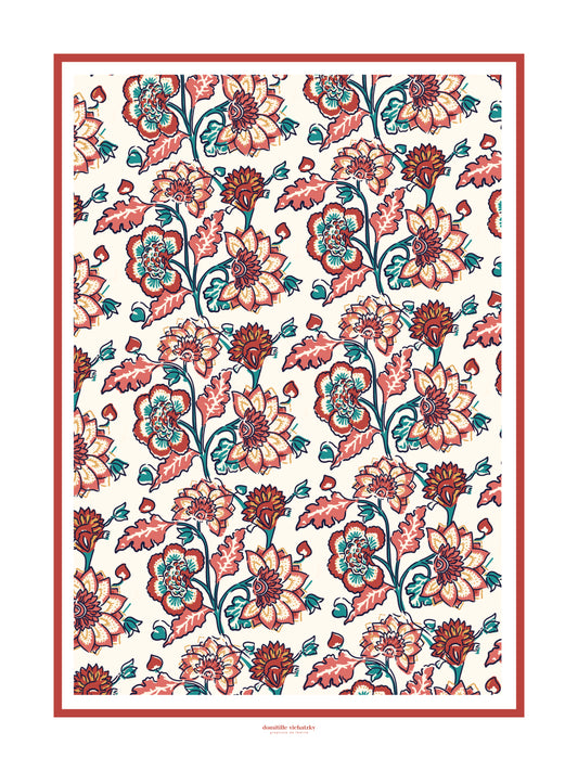 Affiche Aniya Carmin - motifs indiens – Inspiration blockprint