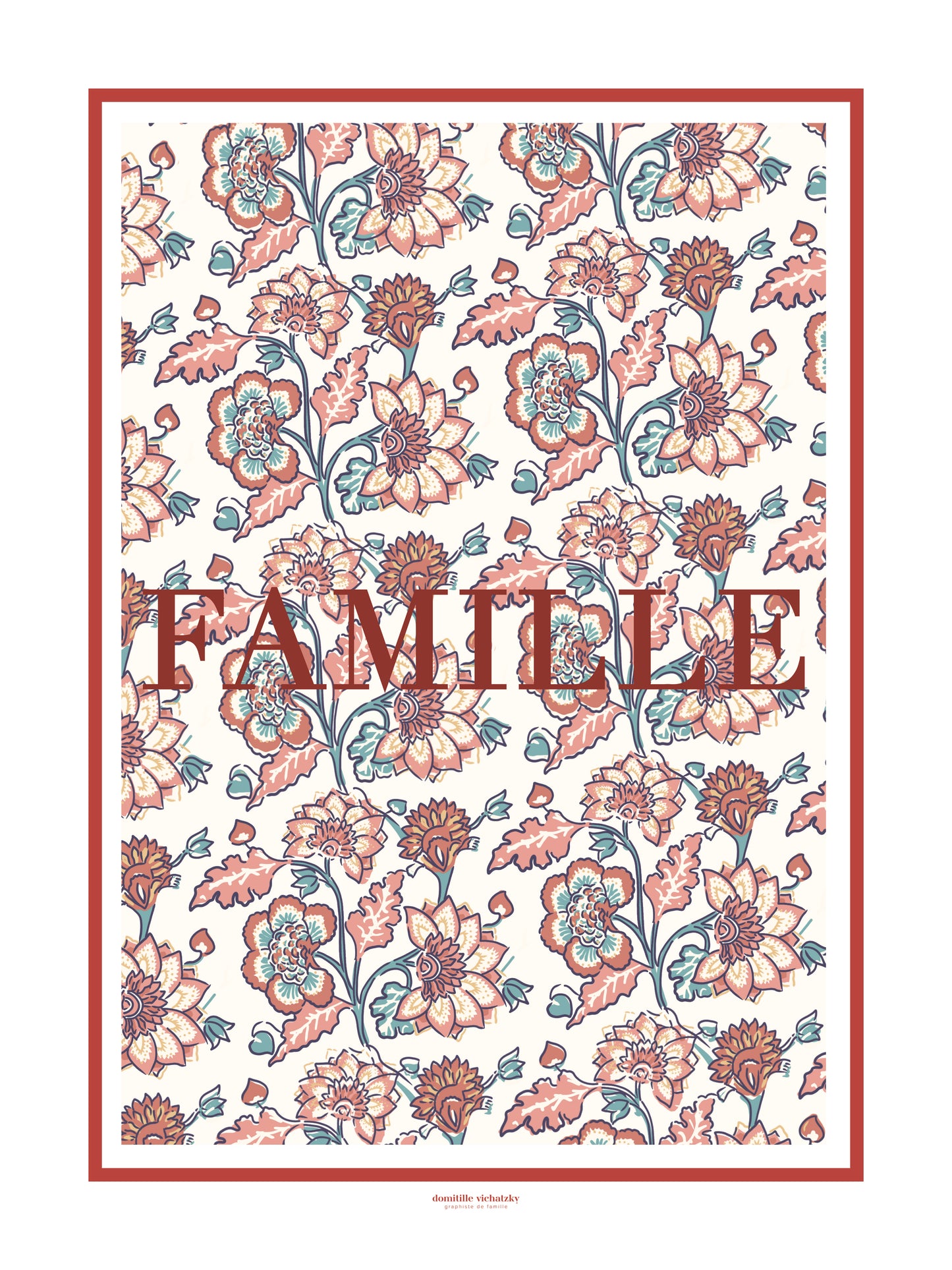 Affiche Aniya Carmin - motifs indiens – Inspiration blockprint