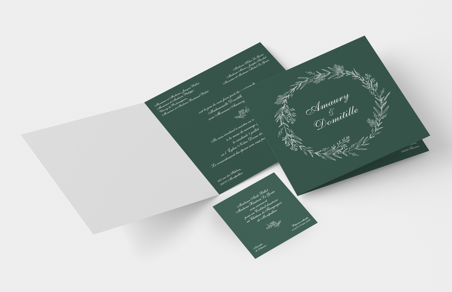 Faire-part de mariage carré Couronne