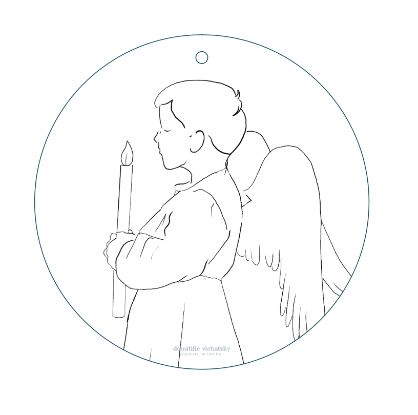 Coloriage Boule de Noël - Petits Anges