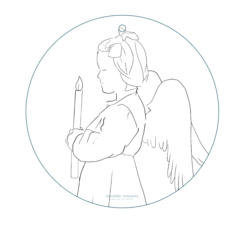 Coloriage Boule de Noël - Petits Anges