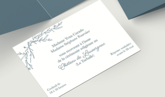 Carton d'invitation mariage Rectangulaire