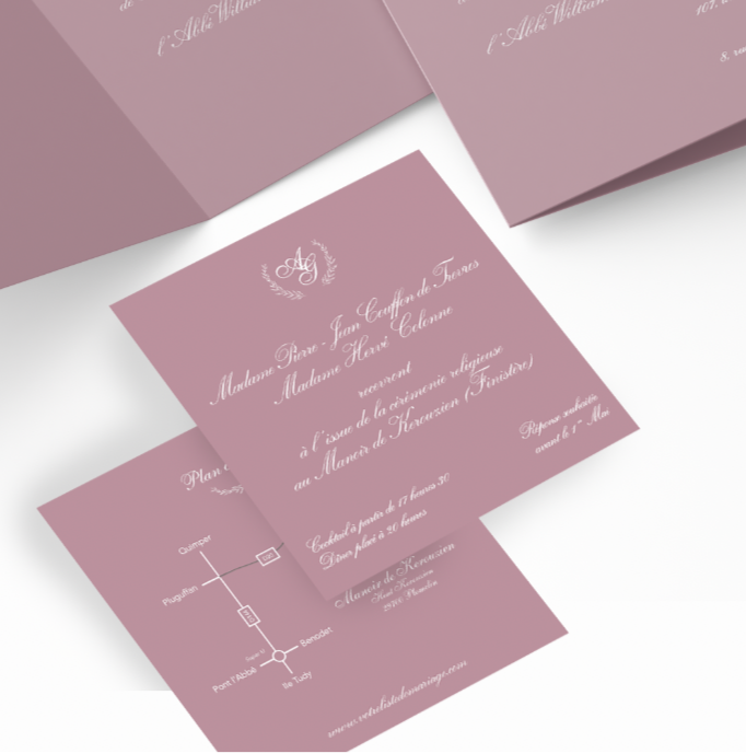 Carton d'invitation mariage carré