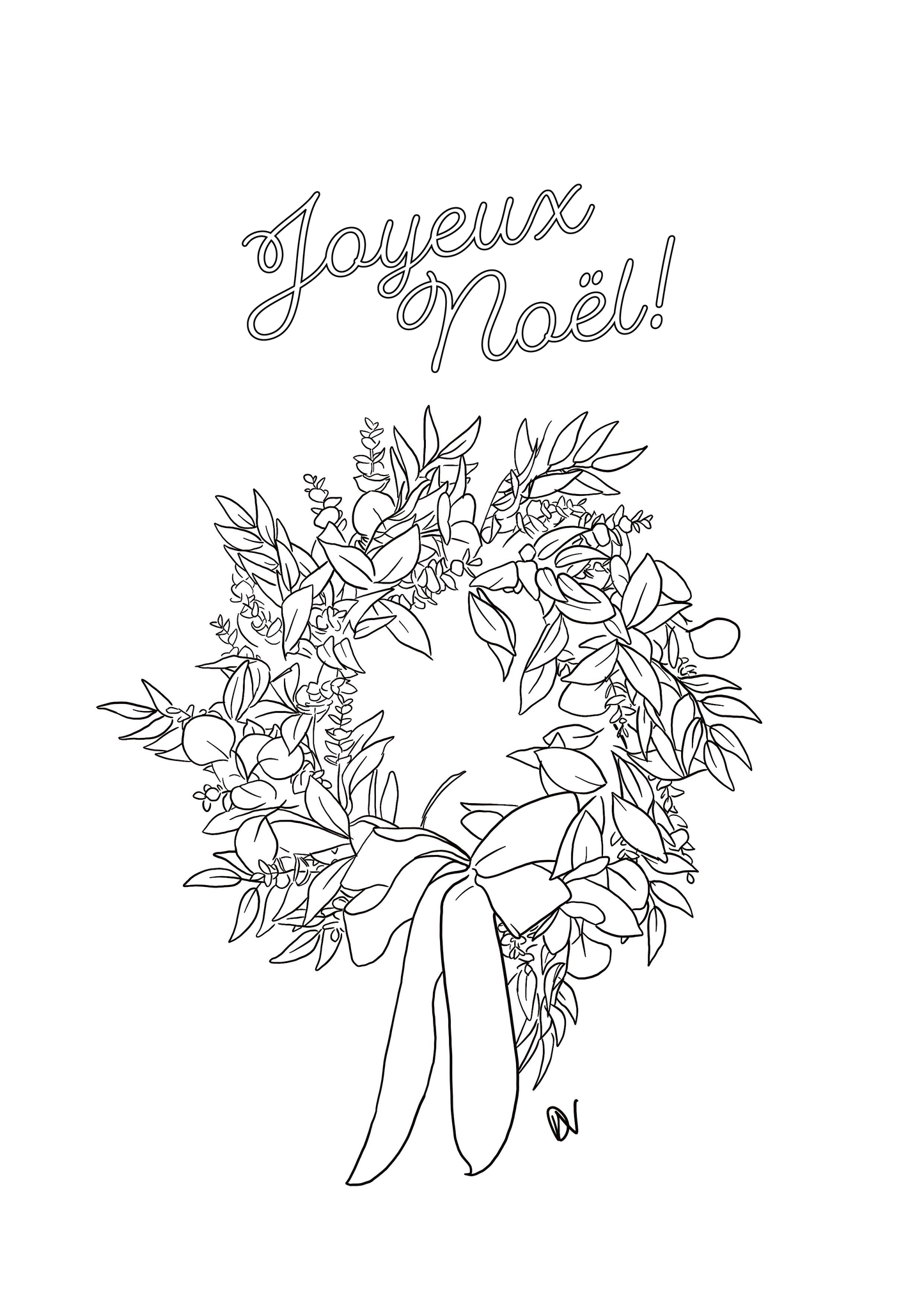 Coloriage - Couronne de Noël