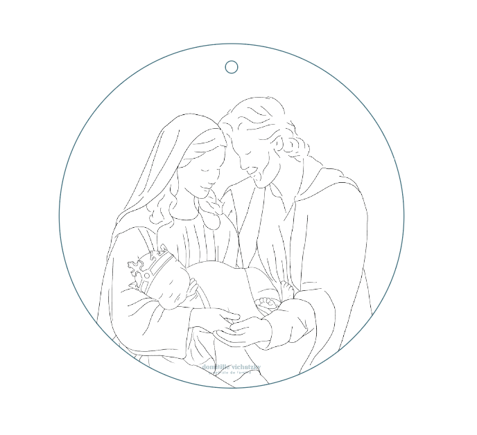Coloriage Boule de Noël - Sainte Famille