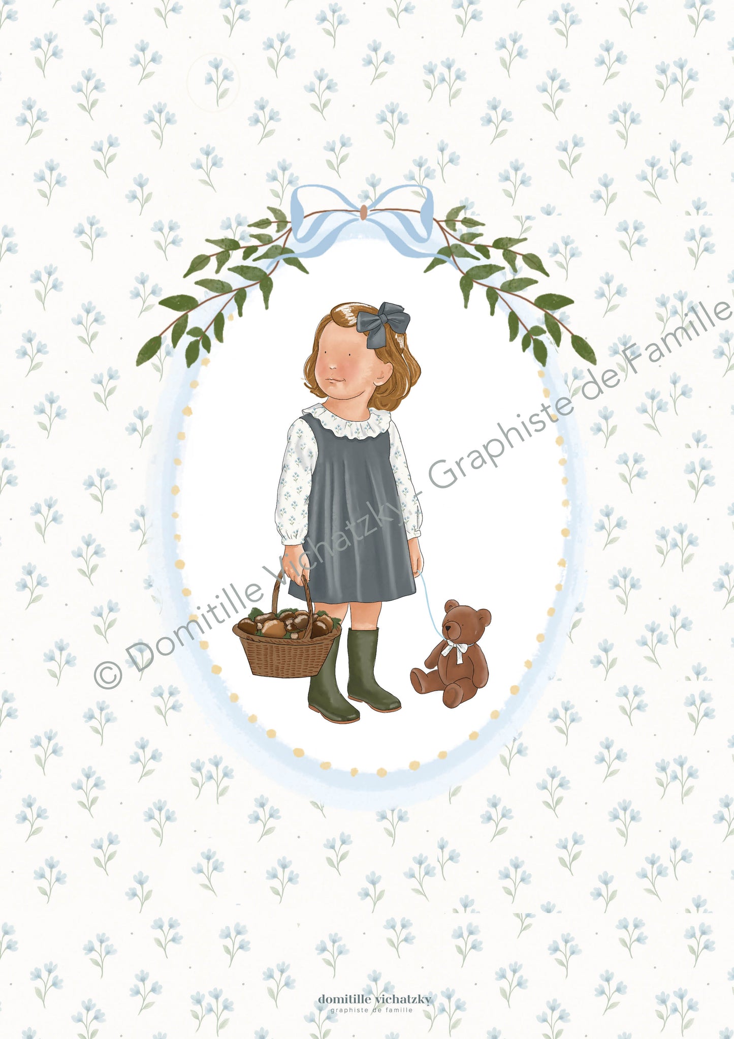 Affiche Cueillette aux Champignons – Illustration murale pour chambre d’enfant