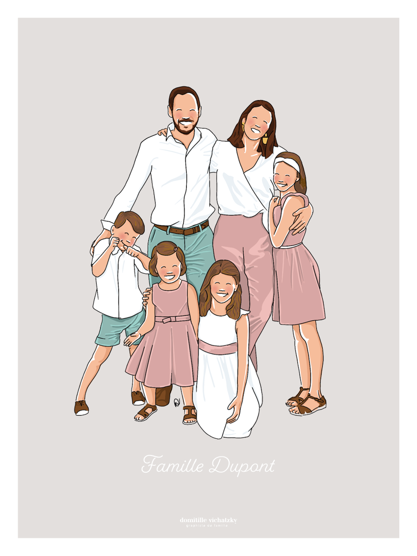 Illustration personnalisée de votre famille ou d’une personne aimée