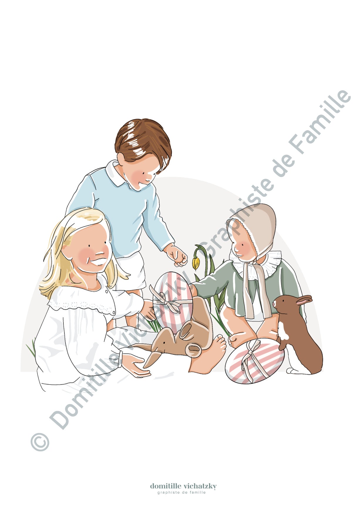 Carte Postale - Chasse aux oeufs de Pâques