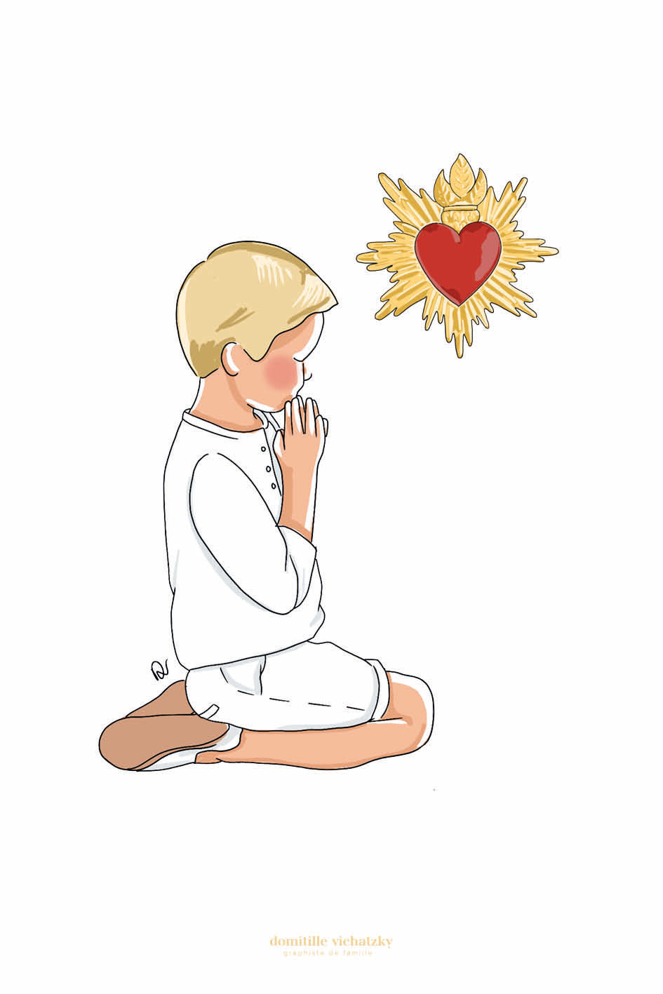 Signet - Petit Garçon en Prière Coeur Sacré