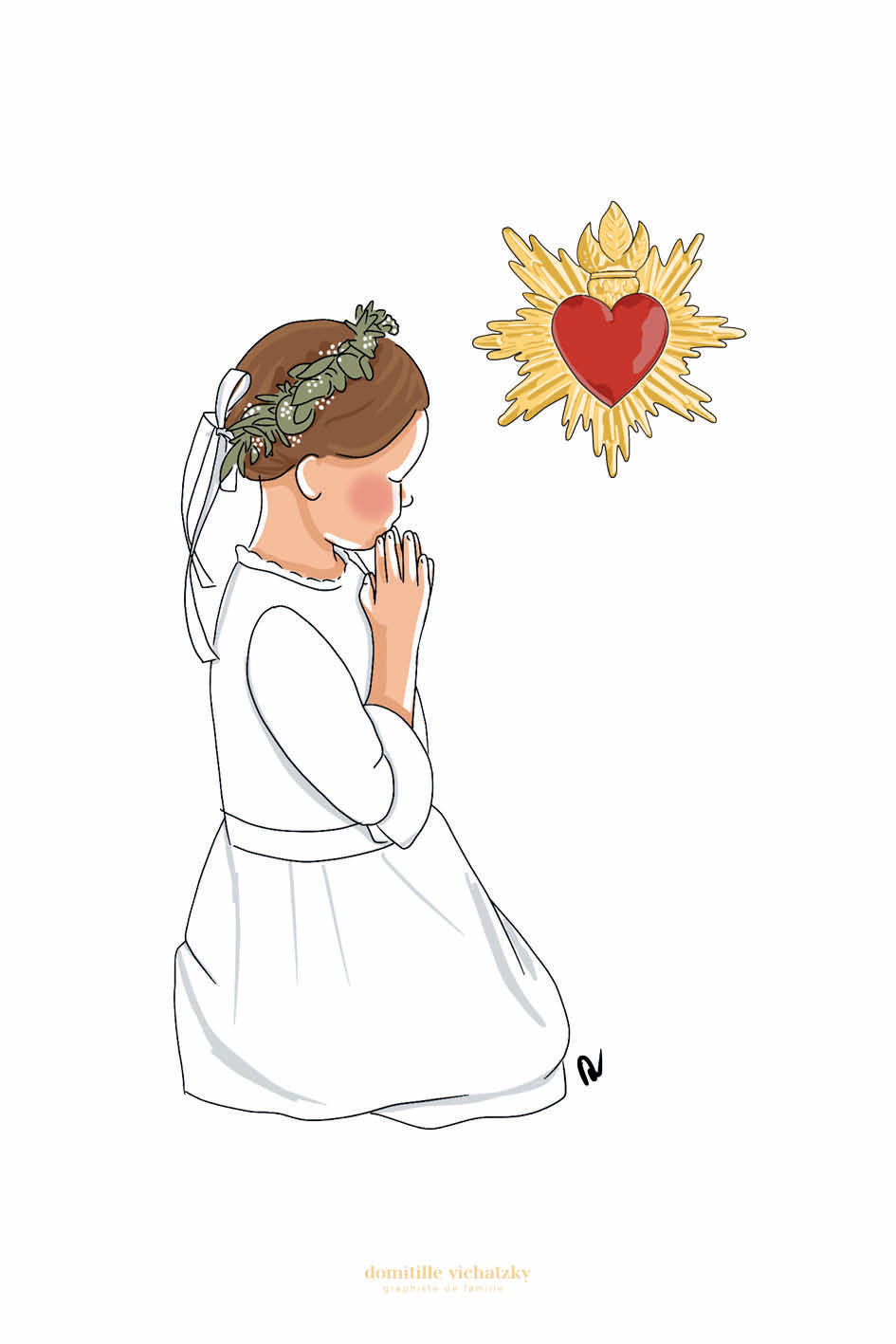 Signet - Petite Fille en Prière Coeur Sacré