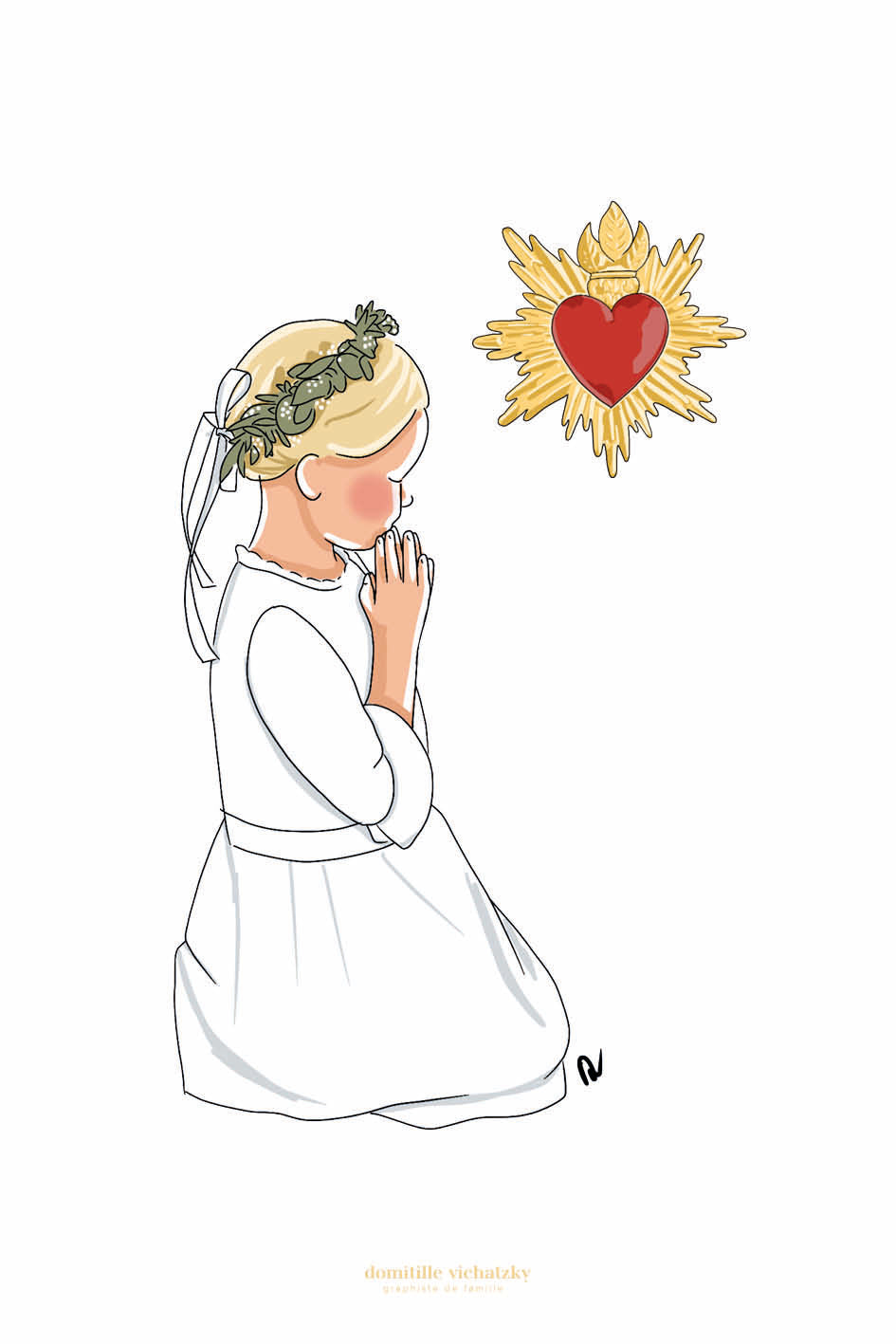 Signet - Petite Fille en Prière Coeur Sacré