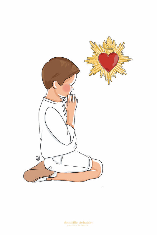 Signet - Petit Garçon en Prière Coeur Sacré
