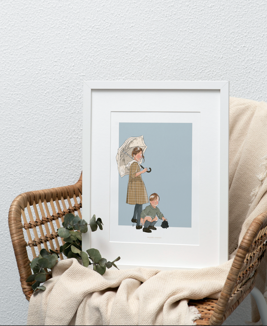 Affiche Sous la pluie - Illustration murale pour chambre d’enfant