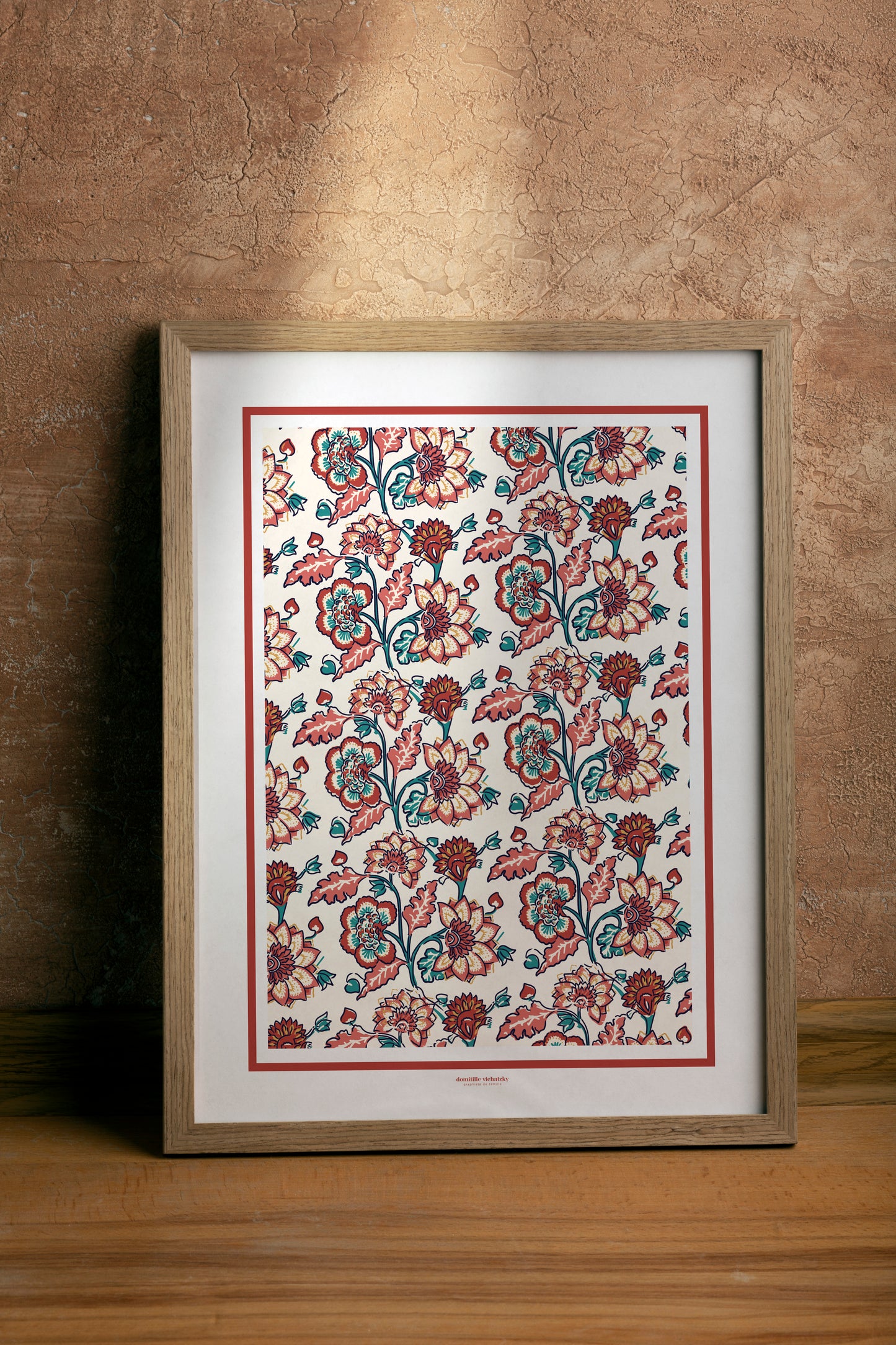 Affiche Aniya Carmin - motifs indiens – Inspiration blockprint