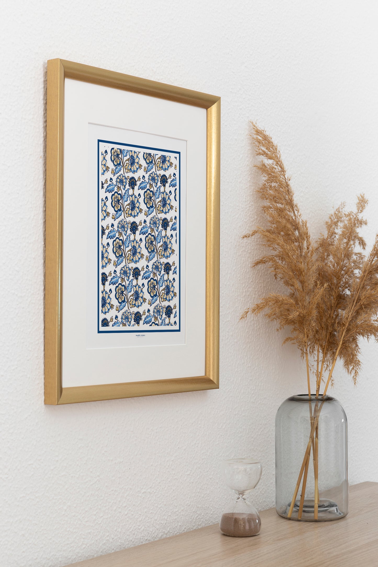 Affiche Aniya Bleu Cobalt - - motifs indiens – Inspiration blockprint