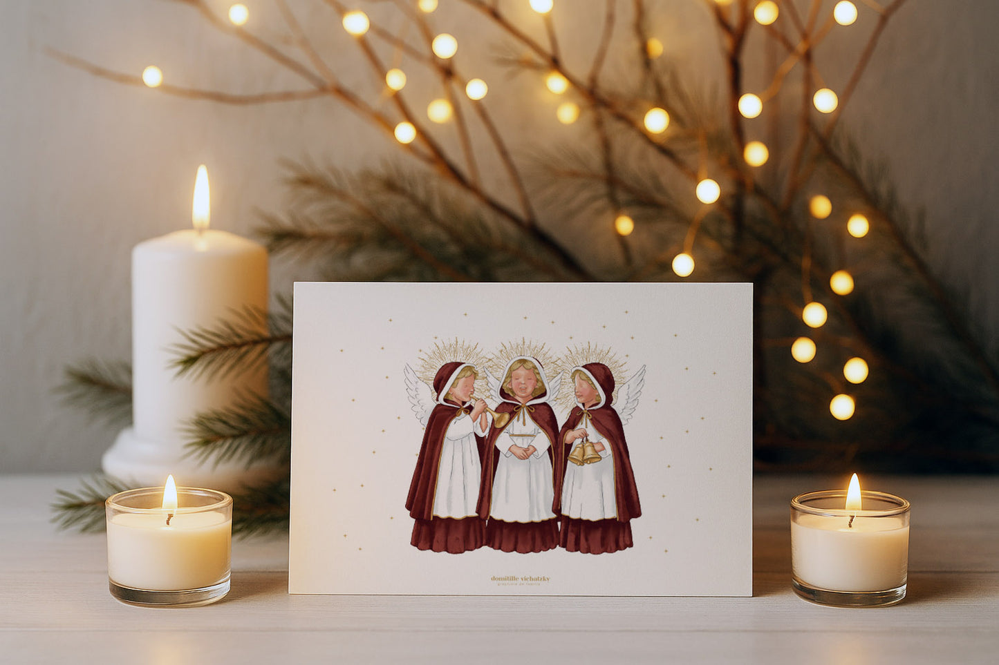 Carte Postale "Chorale d'Anges" - Dorure à chaud - Noël