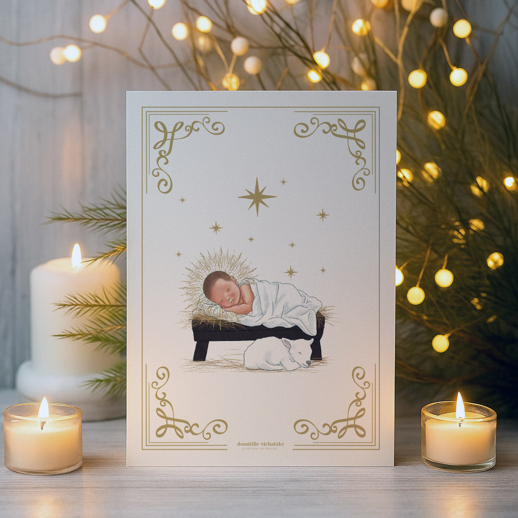 Carte Postale "Enfant Jésus" - Dorure à chaud - Noël