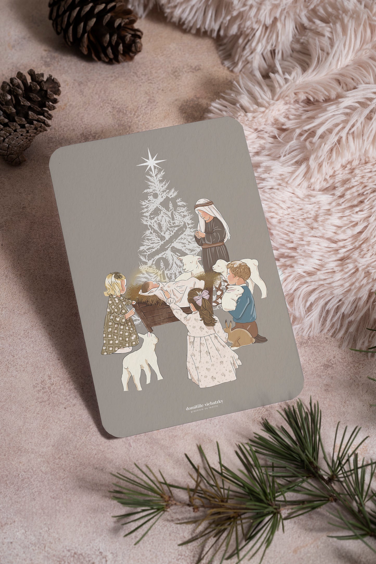 Carte Postale "Enfants autour du Divin Enfant" - Noël