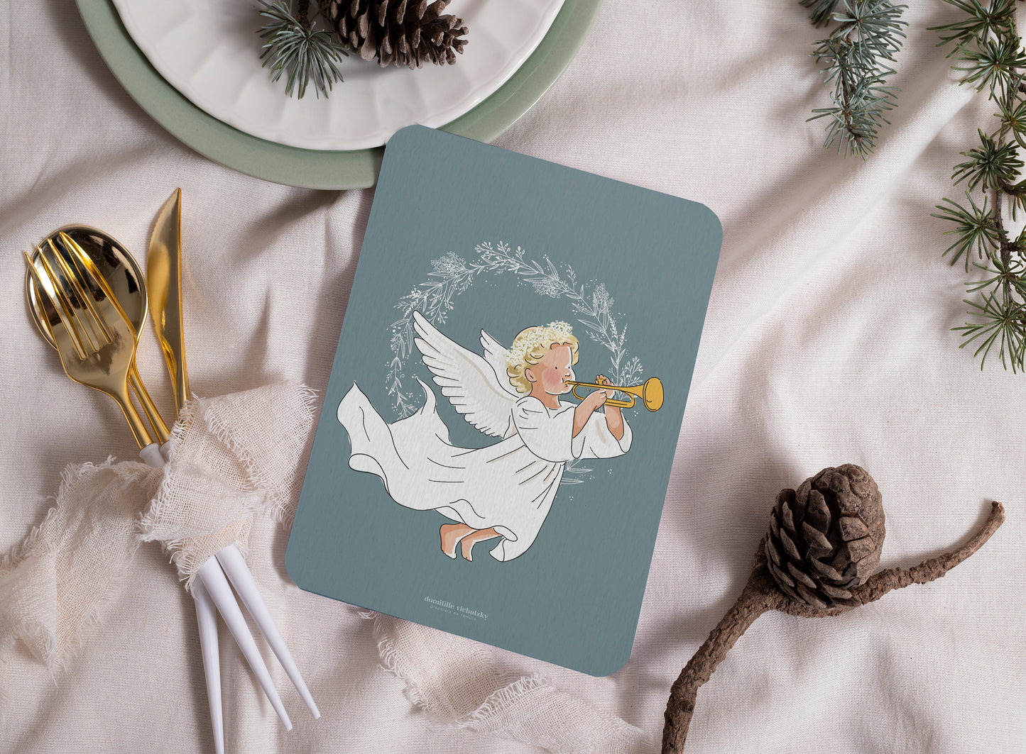 Carte Postale "Ange à la trompette" - Noël