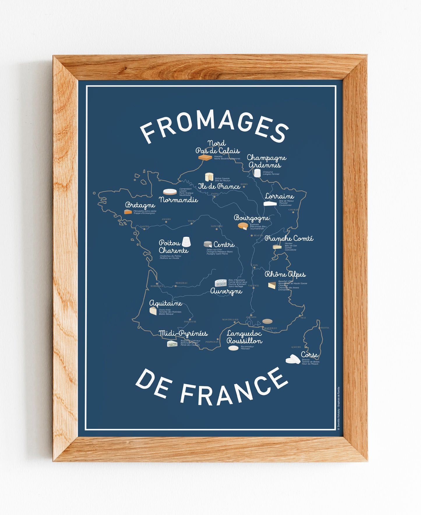 Carte des fromages de France – Affiche illustrée