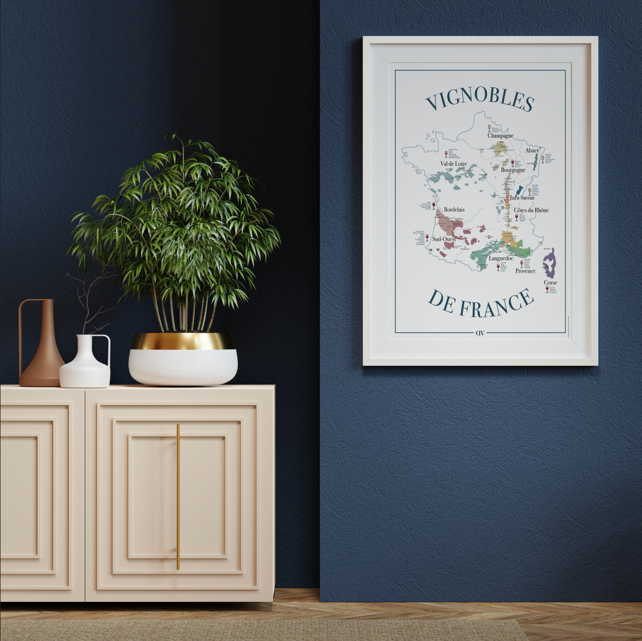 Carte du vignoble de France – Affiche illustrée