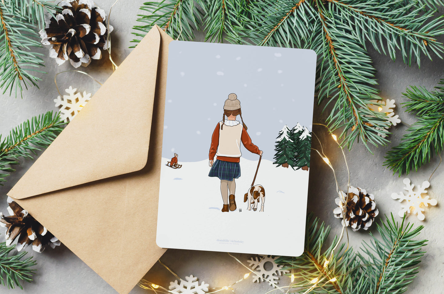 Carte "Fillette et son chien"