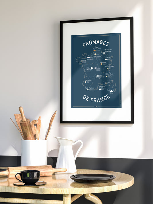Carte des fromages de France – Affiche illustrée