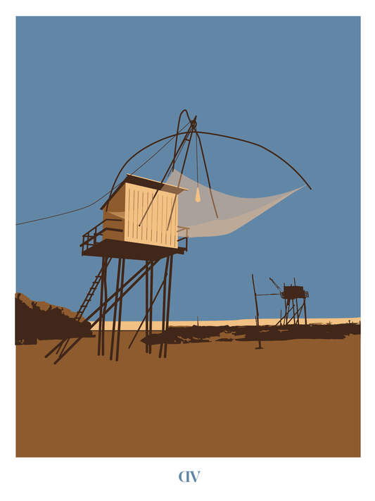 Affiche "Pêche au Carrelet à Pornic"