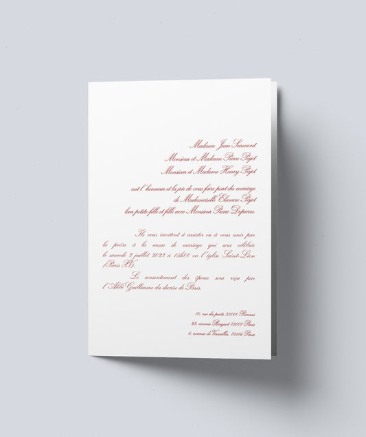 Faire-part de mariage traditionnel 14,5x19cm