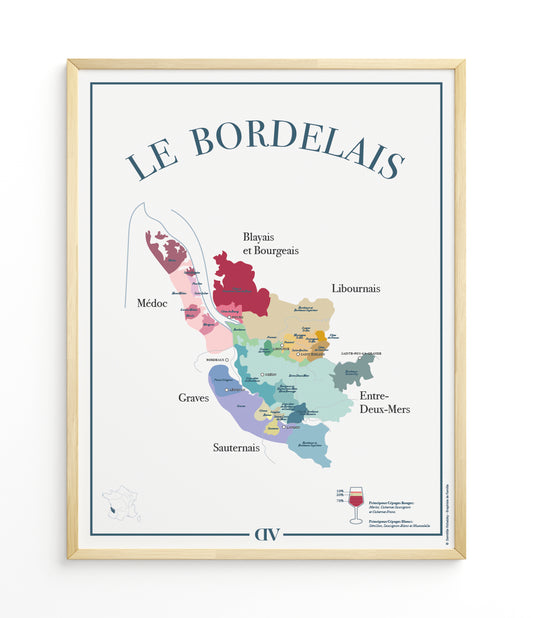 Carte des vins de Bordeaux – Affiche illustrée