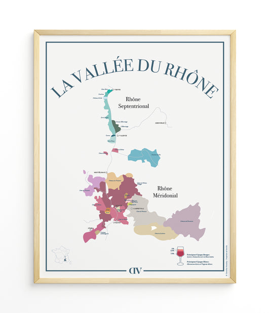 Carte des vins de la Vallée du Rhône – Affiche illustrée