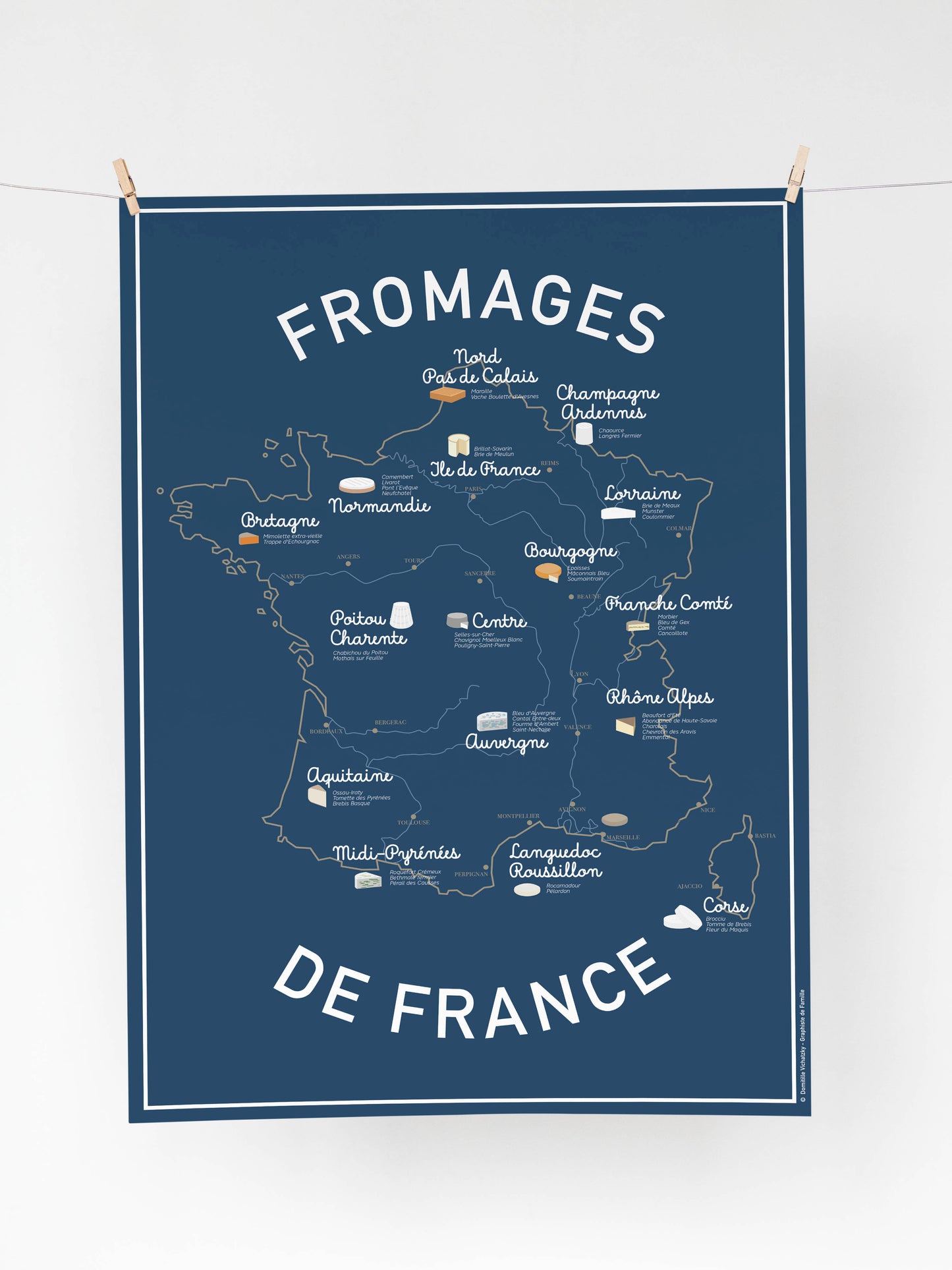 Carte des fromages de France – Affiche illustrée