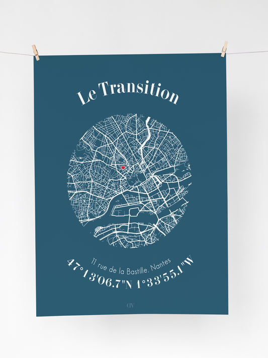 Affiche GPS personnalisée – Votre lieu préféré illustré