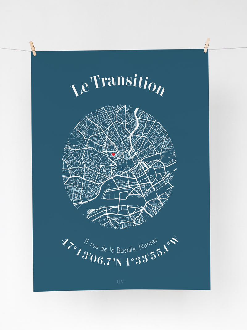 Affiche GPS personnalisée – Votre lieu préféré illustré