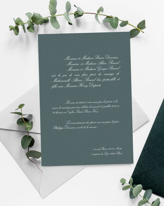 Faire-part de mariage traditionnel 14,5x19cm