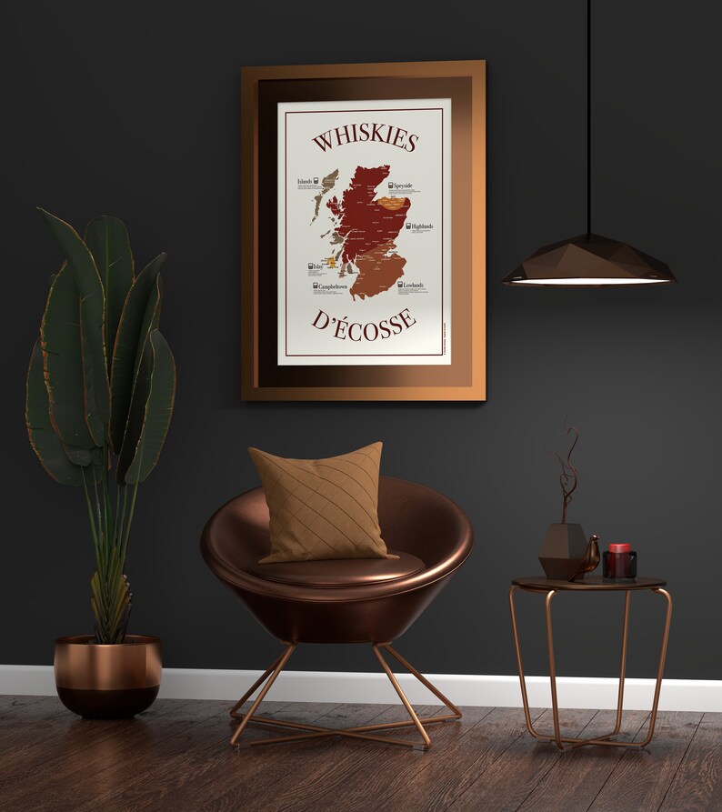Carte des whiskies d’Écosse – Affiche illustrée