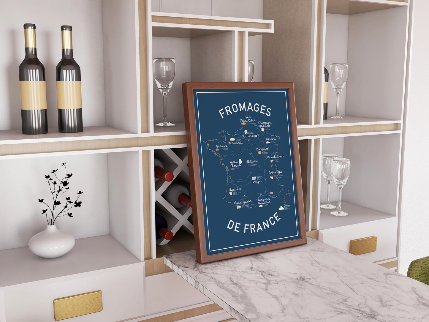 Carte des fromages de France – Affiche illustrée