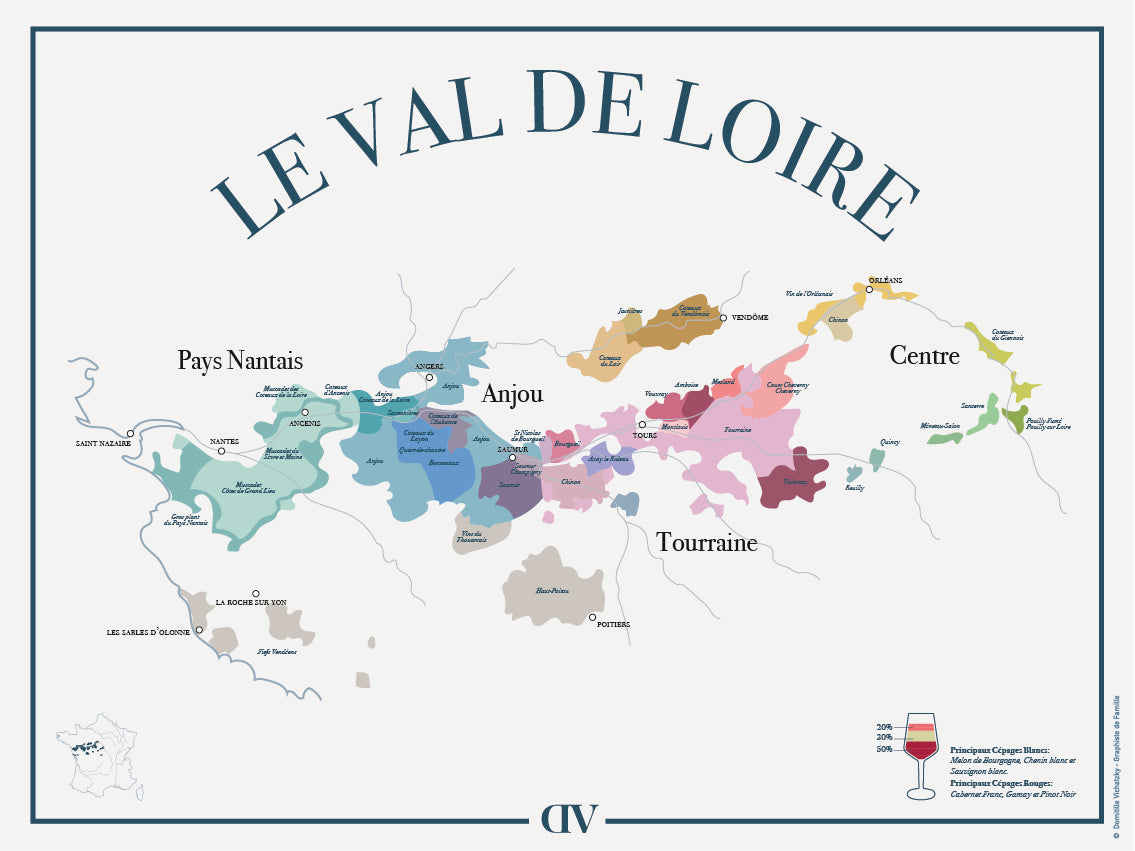 Carte des vins du Val de Loire – Affiche illustrée