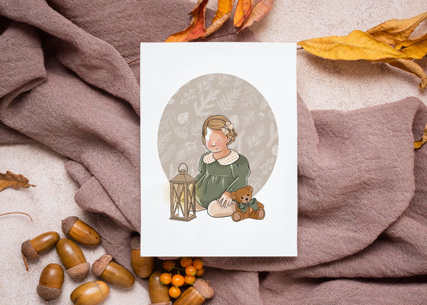 Carte Postale - Enfant à la Lanterne