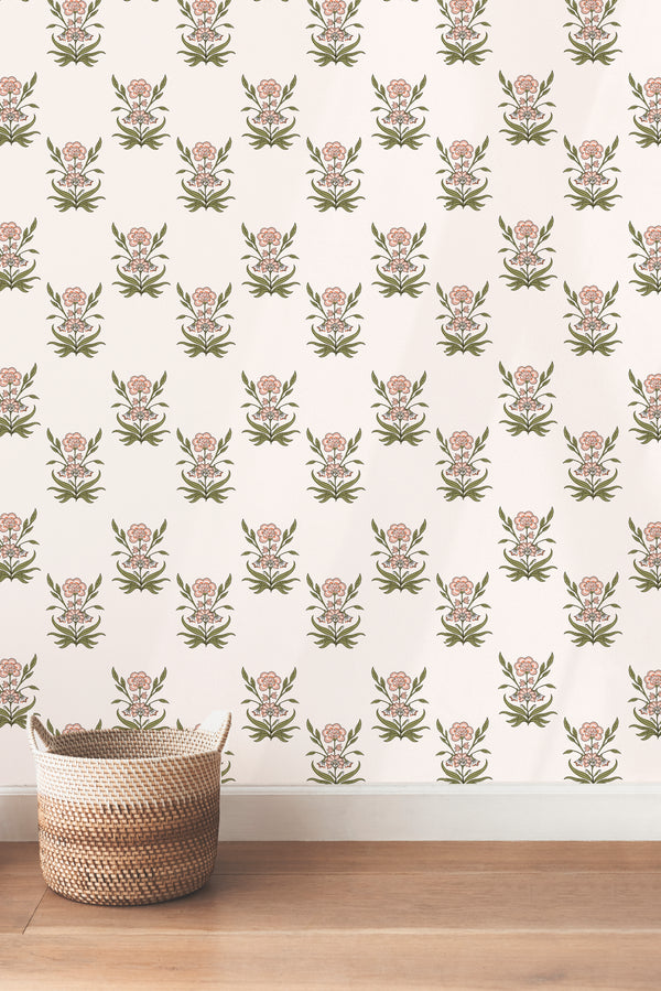 Papier Peint Fleurs - Asha Pastel