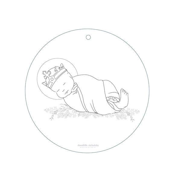 Coloriage Boule de Noël - Jésus Enfant Roi