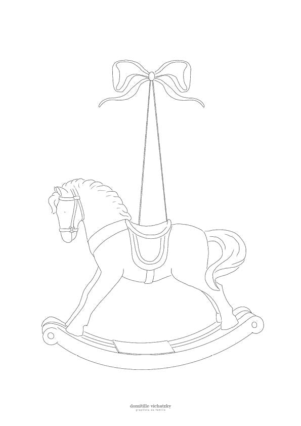 Coloriage Cheval à Bascule - Noël 2025