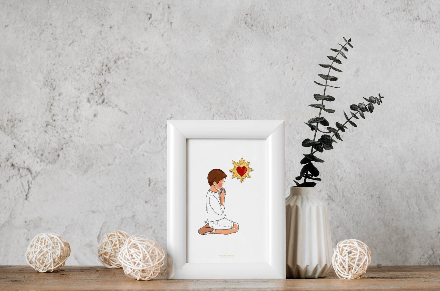 Petit Garçon en Prière - Affichette – Graphiste de Famille