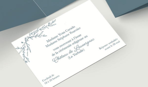 Carton d'invitation mariage Rectangulaire