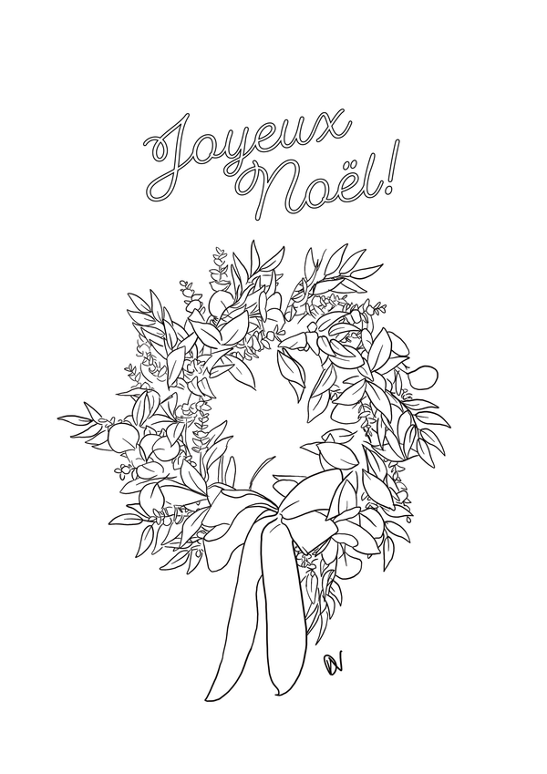 Coloriage - Couronne de Noël