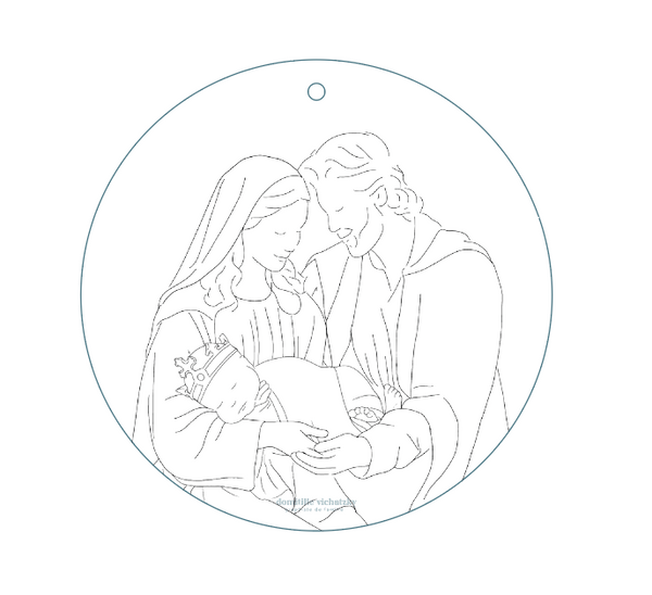 Coloriage Boule de Noël - Sainte Famille
