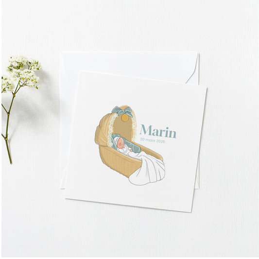 Faire-Part de Naissance Bébé dans son Couffin