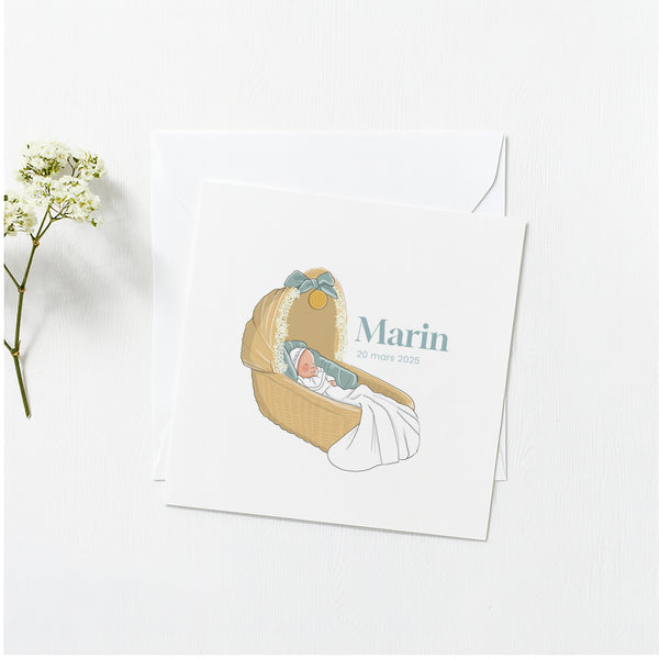 Faire-Part de Naissance Bébé dans son Couffin